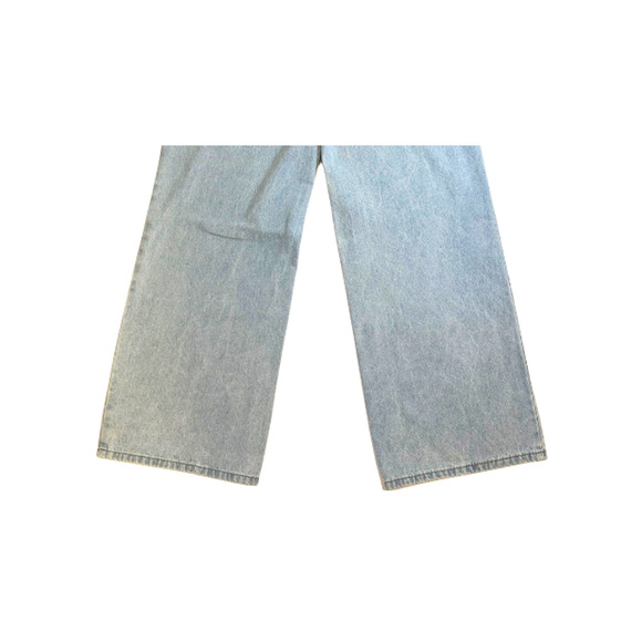 Edikted Raelynn Jeans Wide Leg 100% Cotton Light Blue Denim Women’s Size Large - Picture 6 of 9